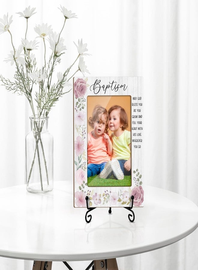 LWBEO Baptism Picture Frame, Christening Gifts From Godparents, 4x6 Photo Frame With Stand, Vertical Picture Frame For Tabletop -01 - Image 5